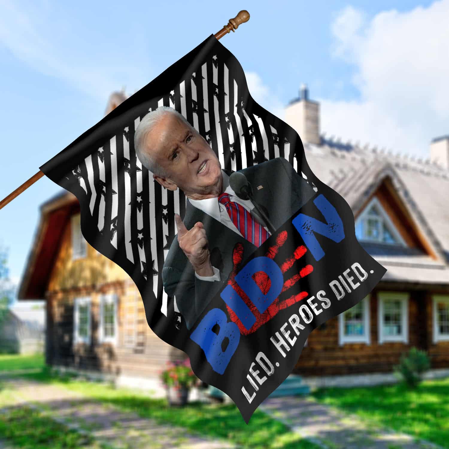6UT. Biden Lied Heroes Died-flag -30x40 House Flag Mockup 5