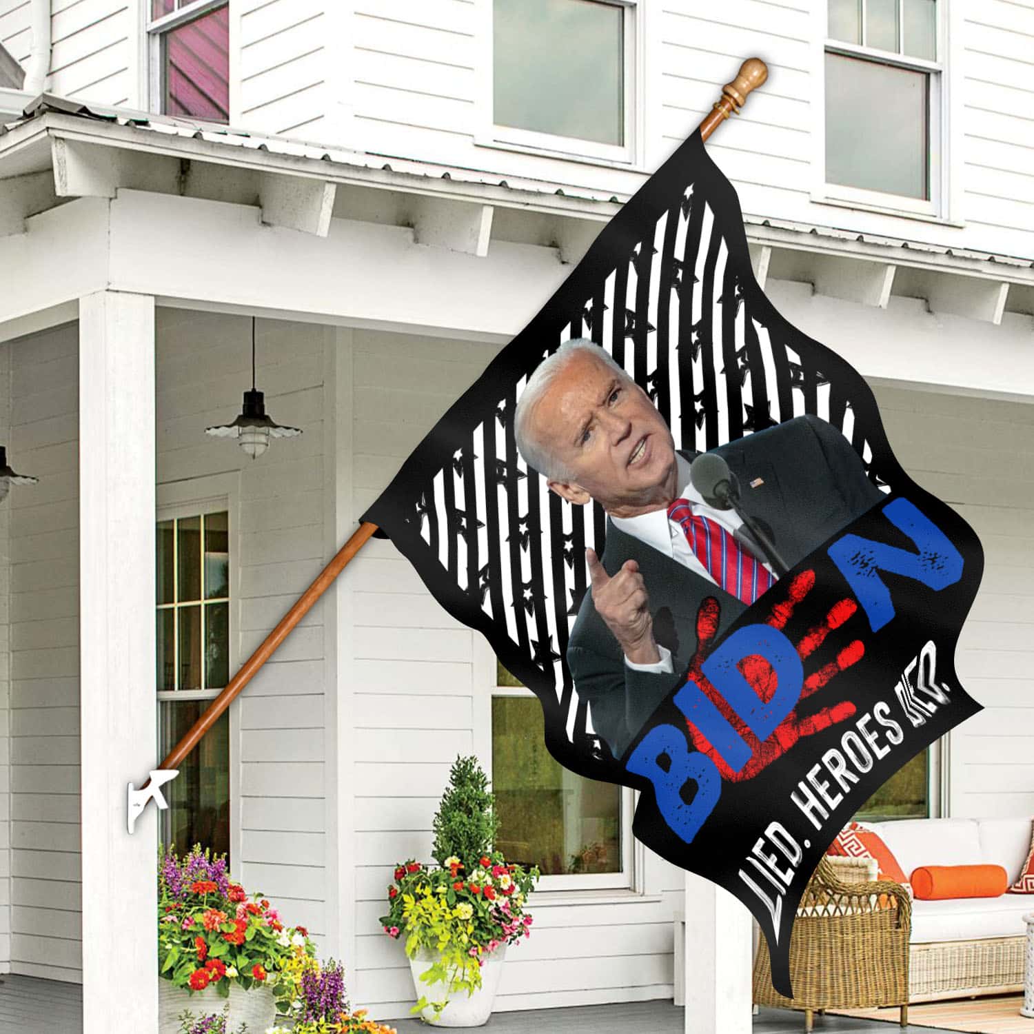 6UT. Biden Lied Heroes Died-flag -30x40 House Flag Mockup 7