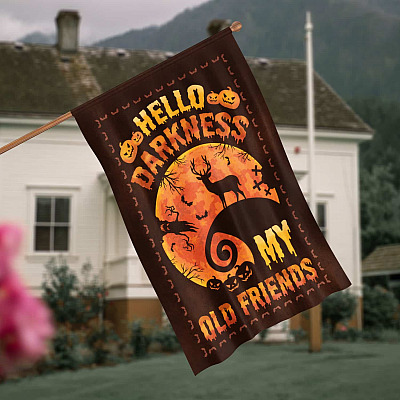 Spooky Deer Hunting Red Moon Halloween Decorative Sign Flag - Scary Deer Hunter Happy Halloween Garden Yard Sign House Flag