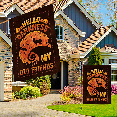 Alternative view of Spooky Deer Hunting Red Moon Halloween Decorative Sign Flag - Scary Deer Hunter Happy Halloween Garden Yard Sign House Flag