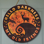 4KT. Deer Halloween Hello Darkness Circle Doorsign Door Sign Mockup 9