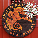 4KT. Deer Halloween Hello Darkness Circle Doorsign Door Sign Mockup 10