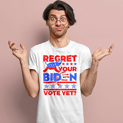 Alternative view of Regret Your Biden Vote Yet Bright T-Shirt - Anti Democrats Biden Supporter V-Neck Tee