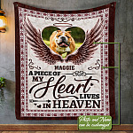 Custom Photo A Piece Of My Heart Lives In Heaven Dog Memorial Fleece Blanket - Mink Sherpa Blanket - Woven Blanket