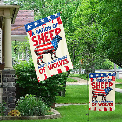 Alternative view of Anti Biden Nation Of Sheep Begets A Government Of Wolves Outdoor Indoor Garden Flag - House Flag - Wall Flag