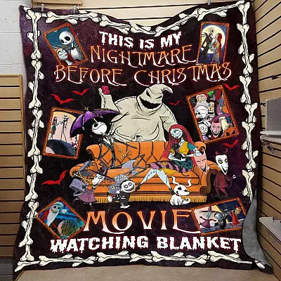 This Is My Nightmare Before Christmas Movie Watching Fleece Blanket - Mink Sherpa Blanket - Woven Blanket