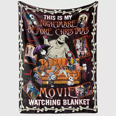 Alternative view of This Is My Nightmare Before Christmas Movie Watching Fleece Blanket - Mink Sherpa Blanket - Woven Blanket