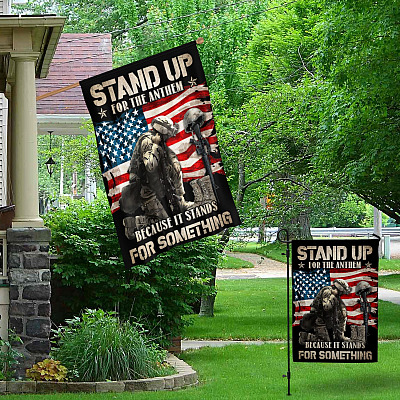 Alternative view of Stand Up For The Anthem Because It Stands For Something Patriotic  Garden Flag - House Flag - Wall Flag