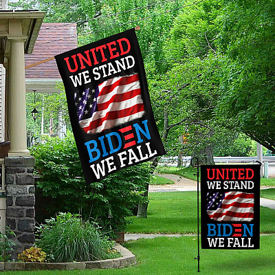 Alternative view of United We Stand Biden We Fall Anti Biden Outdoor Indoor Decorative Garden Flag - House Flag - Wall Flag