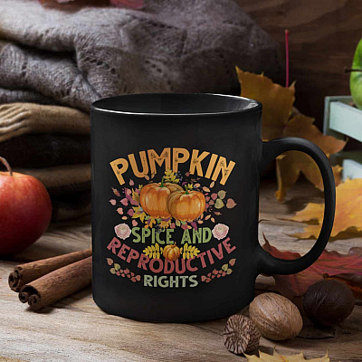 Alternative view of Pumpkin Spice And Reproductive Rights Ceramic Coffee Mug - Beer Stein - Water Bottle - Color Changing Mug