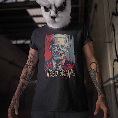 Alternative view of Joe Biden I Need Brains T-Shirt - Impeach Biden Halloween Shirt
