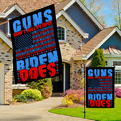Alternative view of Guns Don't Kill People Biden Does Outdoor House Flag - 13 Names Of Fallen Memorial Home Garden Flag
