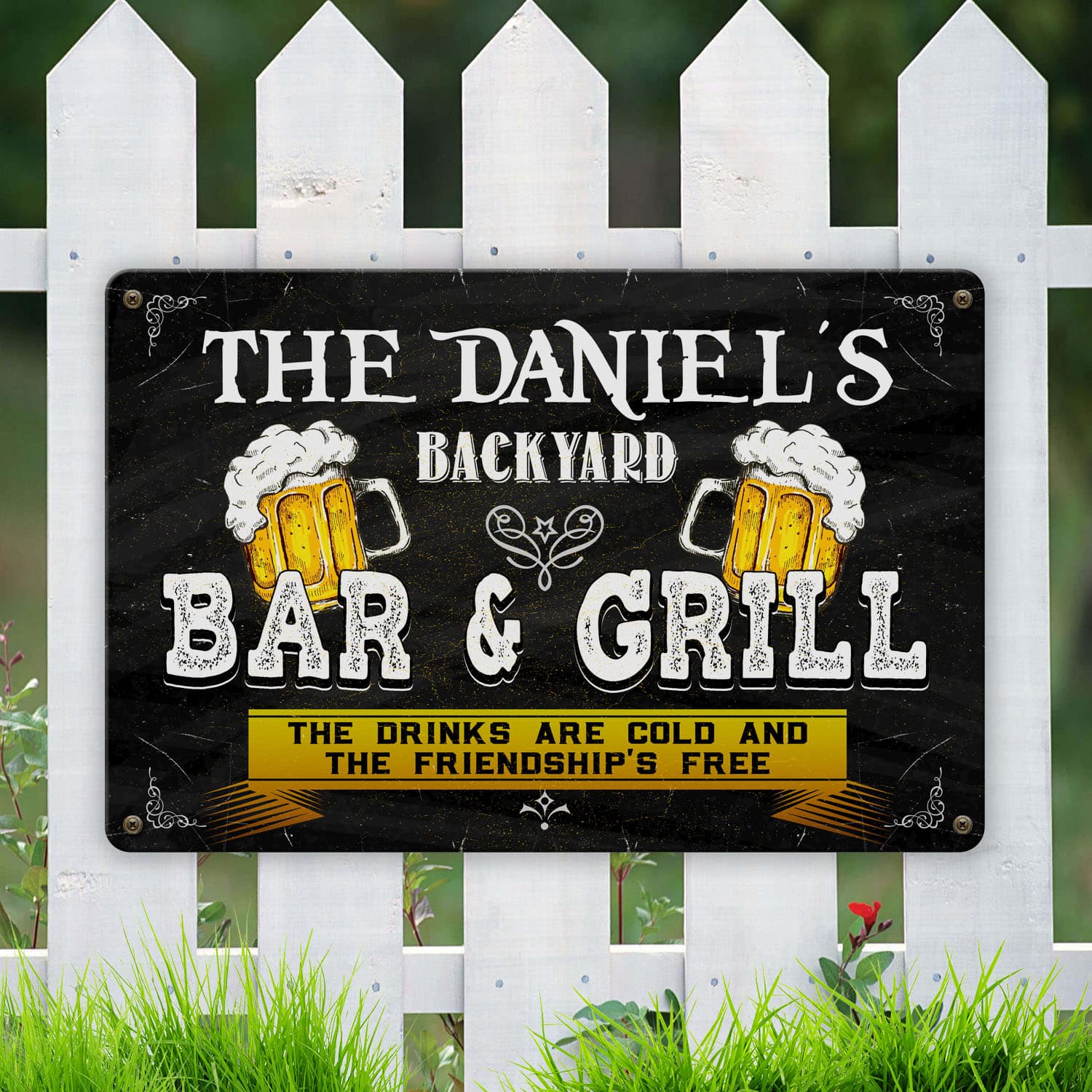 Sample Design Metal Sign Mockup 6