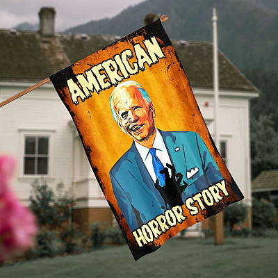 American Horror Story Joe Biden Zombie Halloween Decorative Sign Flag - Funny Horror Biden Halloween Garden House Sign Flag