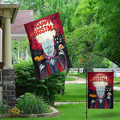 Alternative view of Happy Christmas Halloween Jokes Pumpkin Boo Funny Joe Biden Garden Flag - House Flag