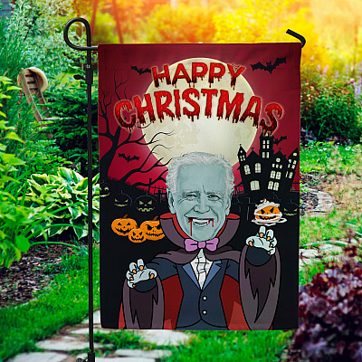Happy Christmas Halloween Jokes Pumpkin Boo Funny Joe Biden Garden Flag - House Flag