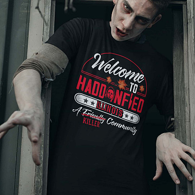 Alternative view of Welcome To Haddonfield Illinois A Friendly Killer Community T-Shirt - Halloween Michael Myers Hoodie - Sweatshirt