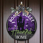 6O. Haunted Home (4) Door Sign Mockup 7
