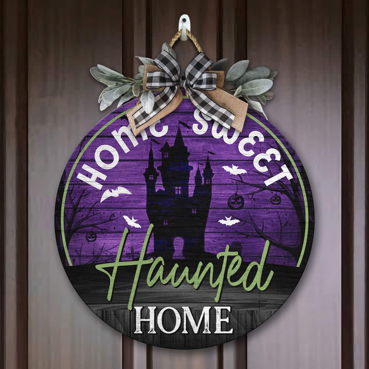 6O. Haunted Home (4) Door Sign Mockup 7