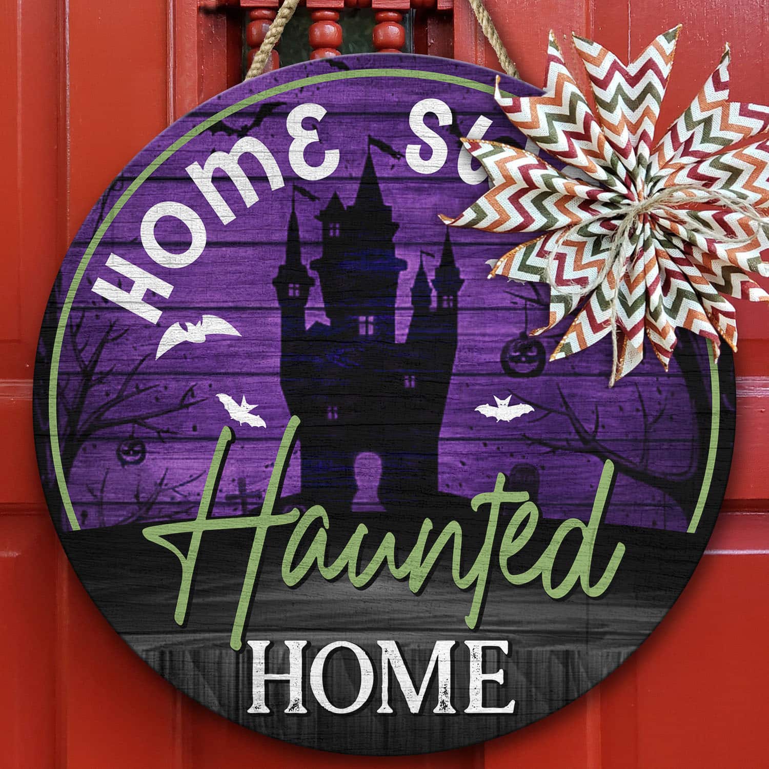 6O. Haunted Home (4) Door Sign Mockup 10