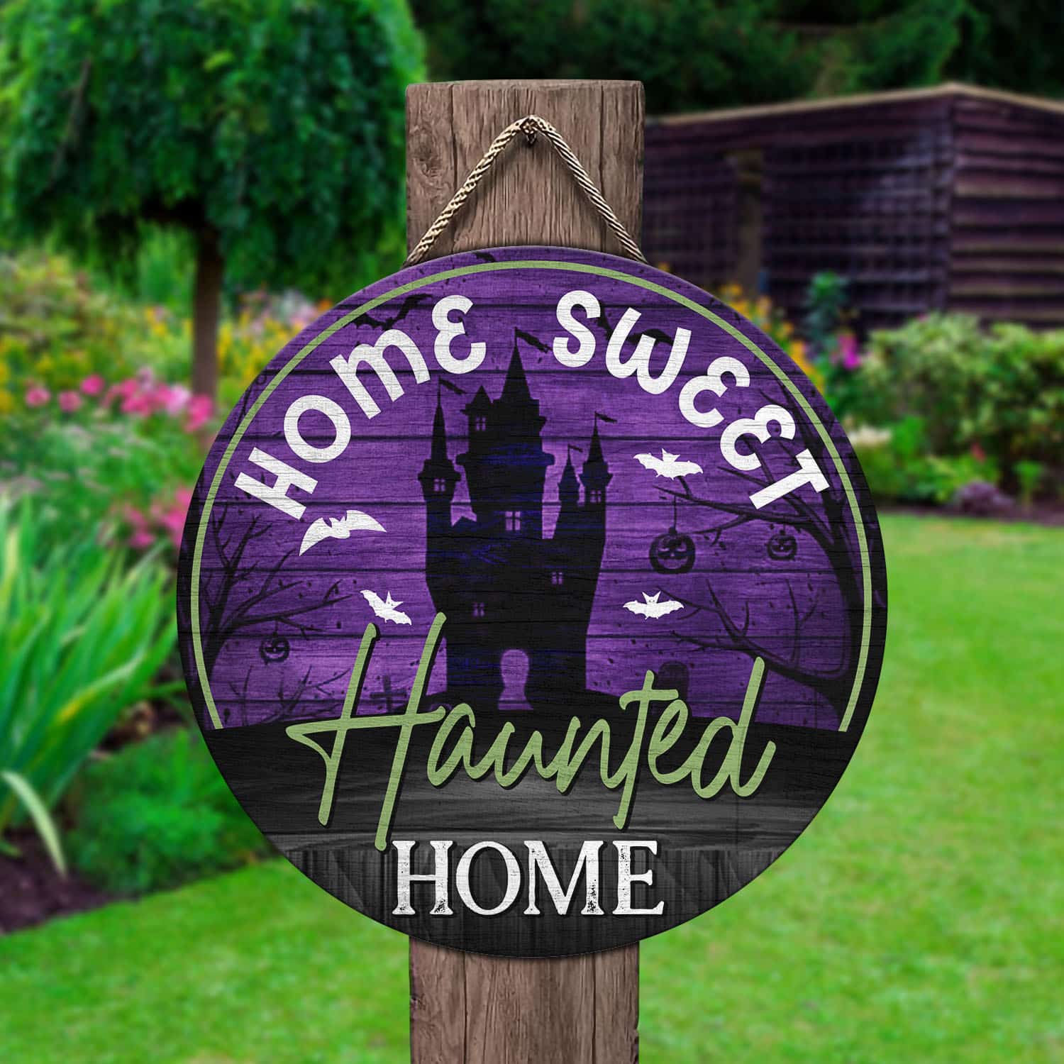 6O. Haunted Home (4) Door Sign Mockup 2