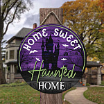 6O. Haunted Home (4) Door Sign Mockup 3