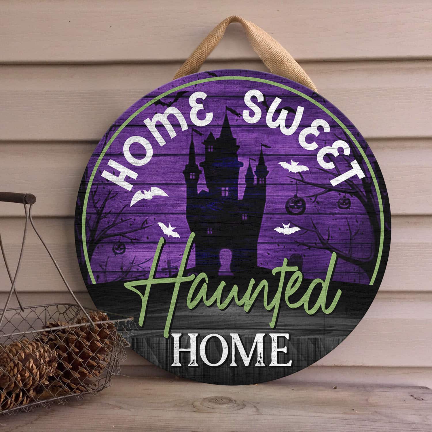 6O. Haunted Home (4) Door Sign Mockup 4