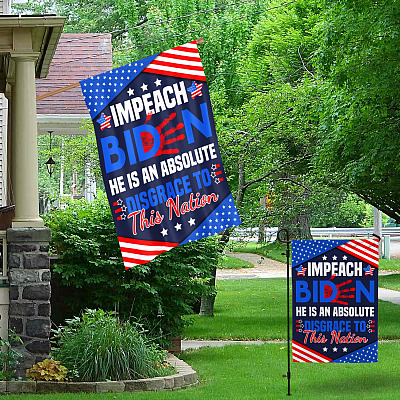 Alternative view of Impeach Biden He Is An Absolute Disgrace To This Nation Decorative Garden Flag - Indoor Outdoor Flag - House Flag