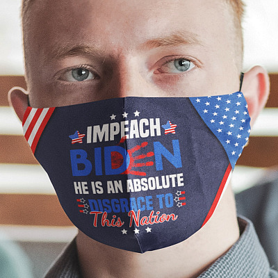 Alternative view of Impeach Biden He Is An Absolute Disgrace To This Nation Washable Reusable Custom Printed Cloth Face Mask Cover