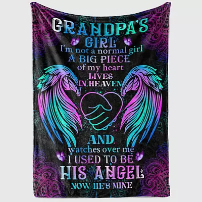 Alternative view of Grandpa's Girl I'm Not A Normal Girl A Big Piece Of My Heart Lives In Heaven Fleece Blanket - Mink Sherpa Blanket