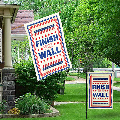 Alternative view of Finish The Wall Anti Biden Trump Supporters Outdoor Indoor Decorative Garden Flag - House Flag - Wall Flag