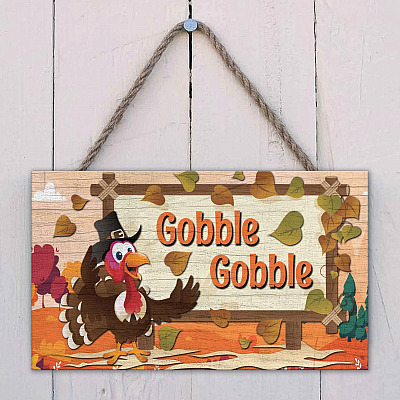 Gobble Gobble Turkey Thanksgiving Wooden Door Sign - Front Porch Sign Indoor Outdoor Decor Farmhouse