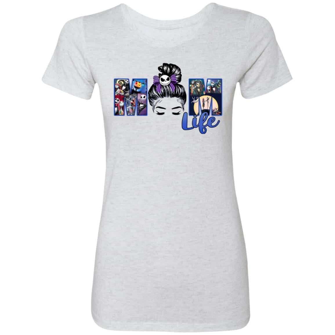 1. Mom life Skellington (3), Heather White, Premium Ladies T-Shirt