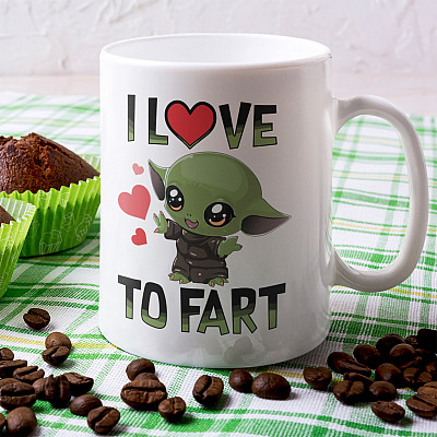 I Love To Fart Funny Baby Yoda Ceramic Coffee Mug - Beer Stein - Water Bottle - Color Changing Mug