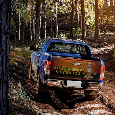 Alternative view of Eff You See Kay Why Oh You Funny Yoga Pitbull Truck Tailgate Decal Sticker Wrap - Vinyl Graphic Decal Bumper Sticker