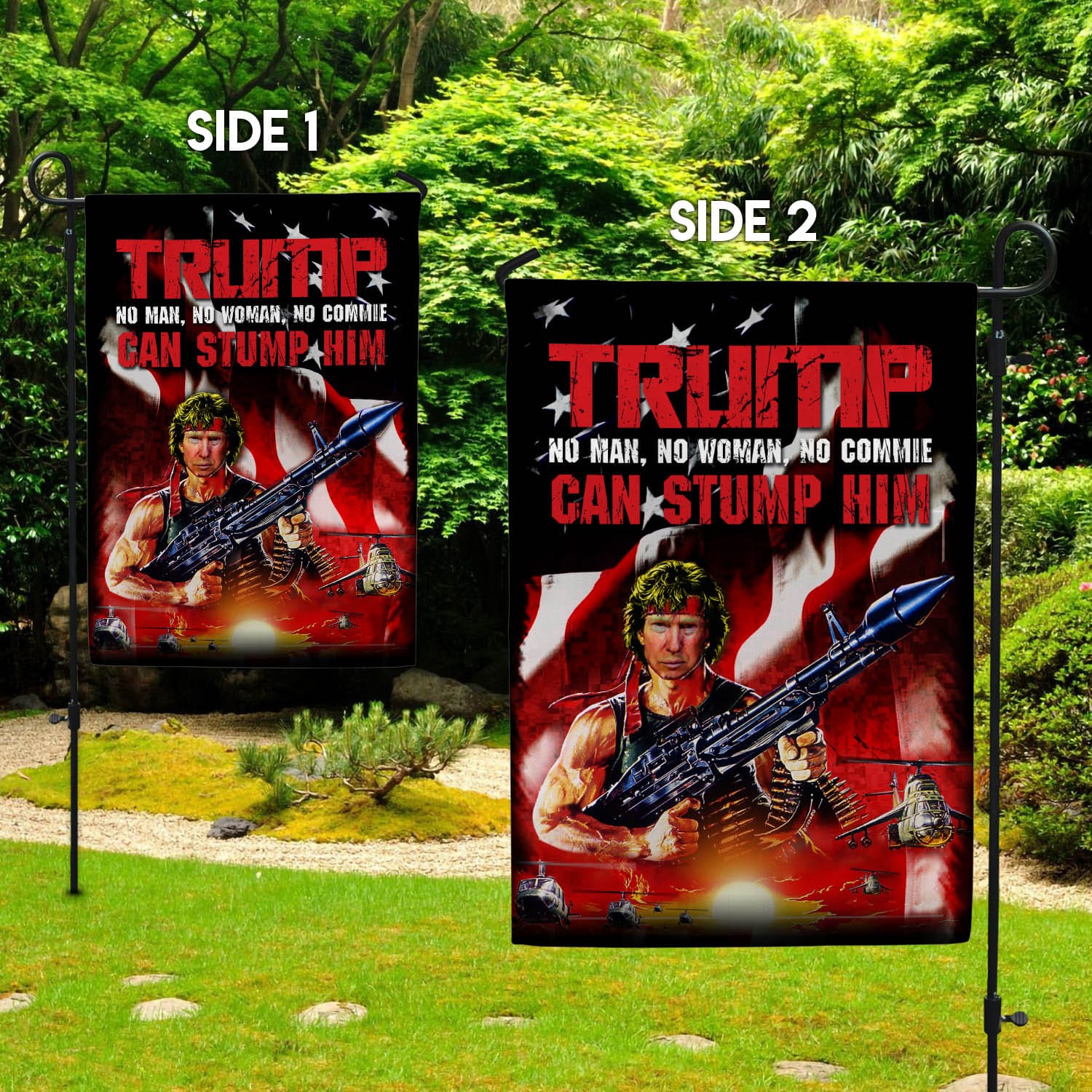 4NH. Trump No Man 30x40 Garden Flag Mockup 2 Sidefx