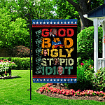 1VT. UU TIEN The Good The Bad And The Idiot flag Garden Flag Mockup 2