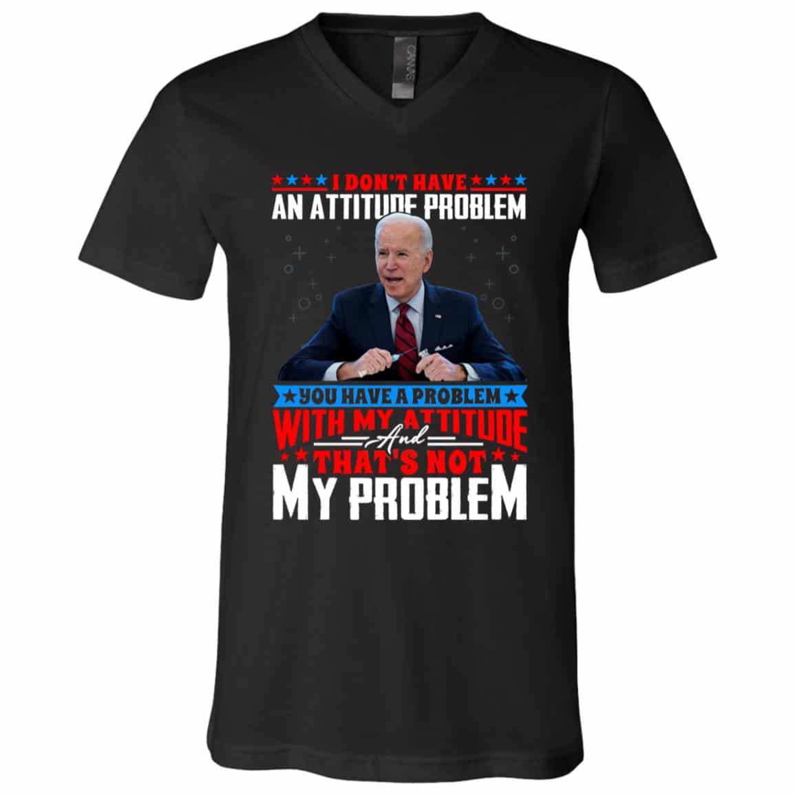 6HV. I Dont Have Attitude Problem (6), Black, V-Neck T-Shirt