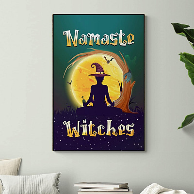 Alternative view of Yoga Lover Gift Halloween Namaste Witches Canvas Prints - Halloween Witch Canvas Art