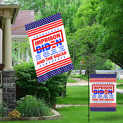 Alternative view of Imprison Biden Harris Pelosi Hillary Obama Fauci Bill Gate And The Squad Outdoor Garden Flag - House Flag - Wall Flag