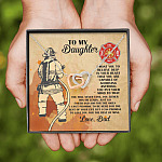 Firefighter Dad To My Daughter I Want You To Believe Deep In Your Heart Interlocking Hearts Pendant Necklace