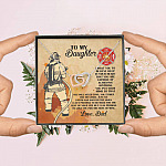 Firefighter Dad To My Daughter I Want You To Believe Deep In Your Heart Interlocking Hearts Pendant Necklace