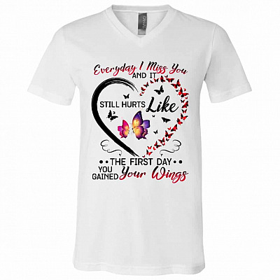 10VT. Everyday I Miss You, White, V-Neck T-Shirt