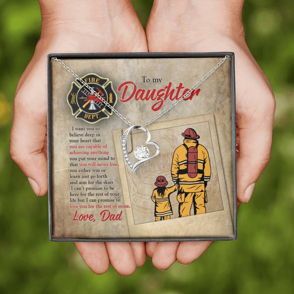 Firefighter To My Daughter I Want You To Believe Deep In Your Heart Forever Love Heart Pendant Necklace