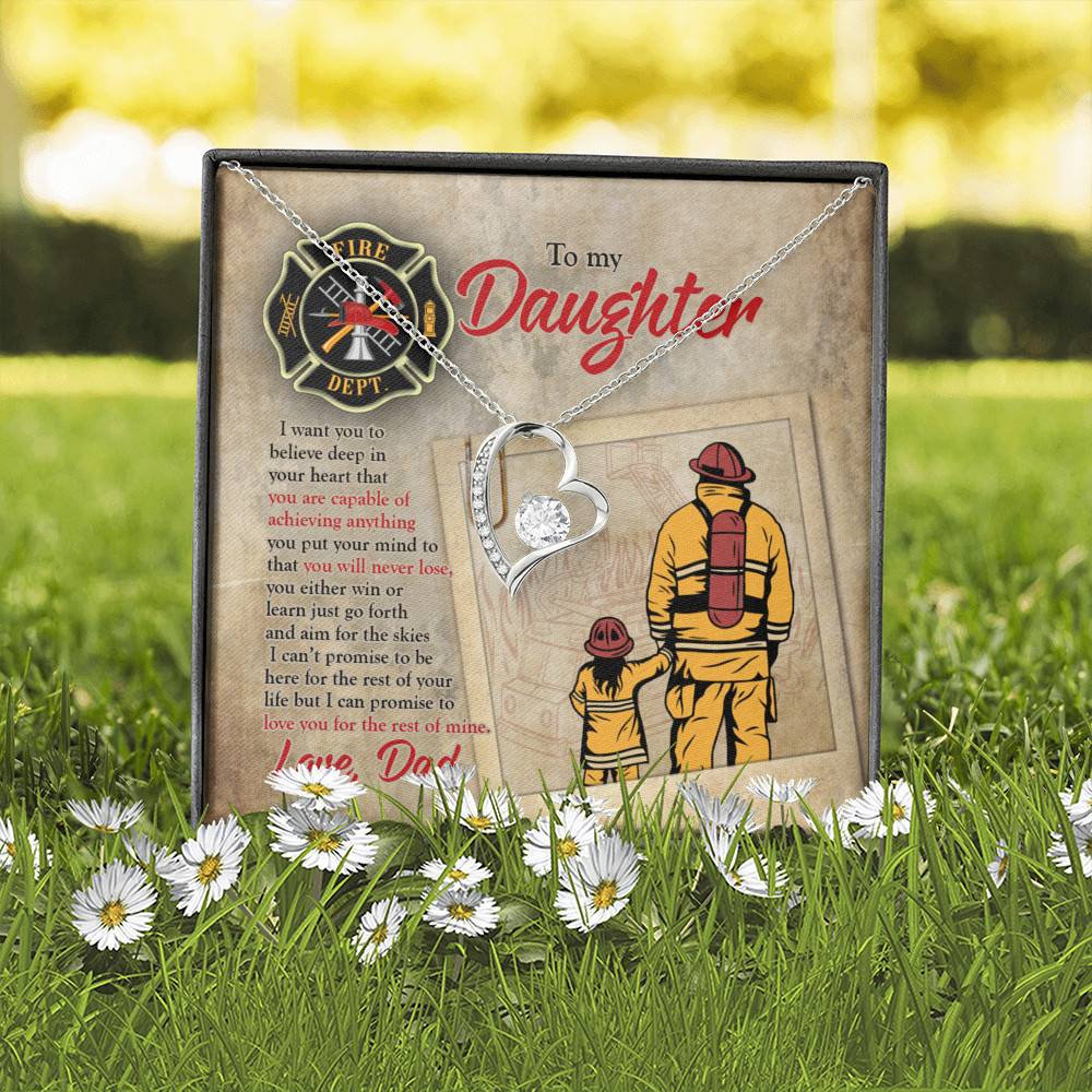 Firefighter To My Daughter I Want You To Believe Deep In Your Heart Forever Love Heart Pendant Necklace