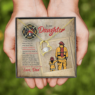 Firefighter To My Daughter I Want You To Believe Deep In Your Heart Forever Love Heart Pendant Necklace