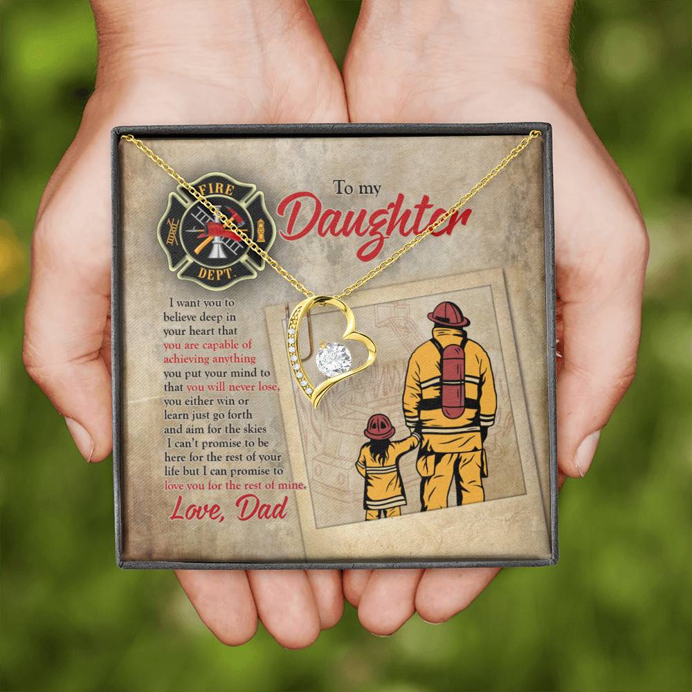 Firefighter To My Daughter I Want You To Believe Deep In Your Heart Forever Love Heart Pendant Necklace