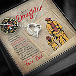 Firefighter To My Daughter I Want You To Believe Deep In Your Heart Forever Love Heart Pendant Necklace