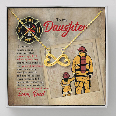 Firefighter To My Daughter I Want You To Believe Deep In Your Heart Infinity Heart Pendant Necklace - Infinity Heart Necklace (18K Yellow Gold)