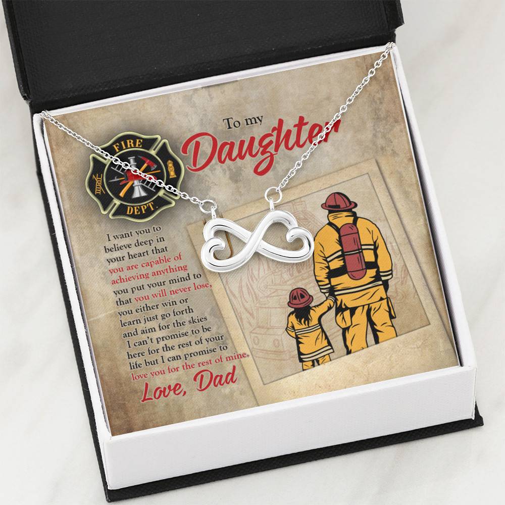 Firefighter To My Daughter I Want You To Believe Deep In Your Heart Infinity Heart Pendant Necklace